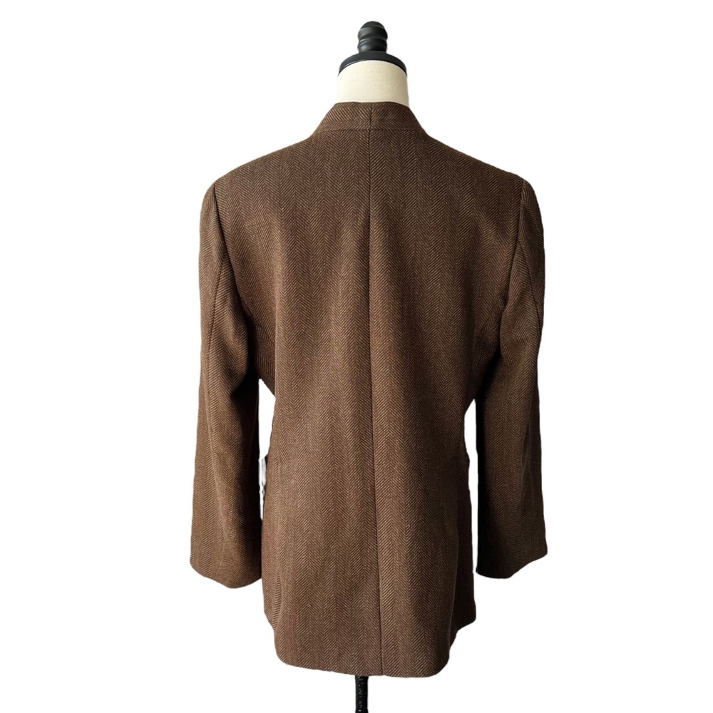 Maxmara Wool Herringbone Collarless Blazer | 12 Us - image 4